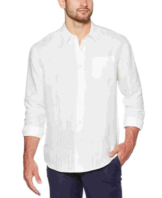 Cuba Men's Solid Linen Shirt White Size Small