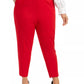 Calvin Klein Women's Plus Size Pleated Slim Leg Pants Red Size 18W