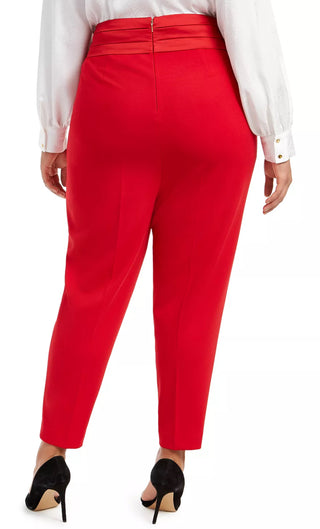 Calvin Klein Women's Plus Size Pleated Slim Leg Pants Red Size 18W