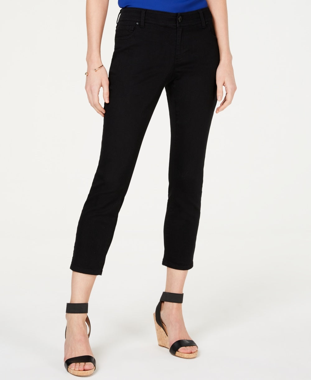 INC International Concepts Women's Curvy Fit Cropped Straight Leg Jeans Black Size 18