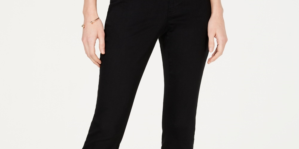 INC International Concepts Women's Curvy Fit Cropped Straight Leg Jeans Black Size 18