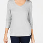 Karen Scott Women's Cotton Button Trim Top Gray Size XX-Large