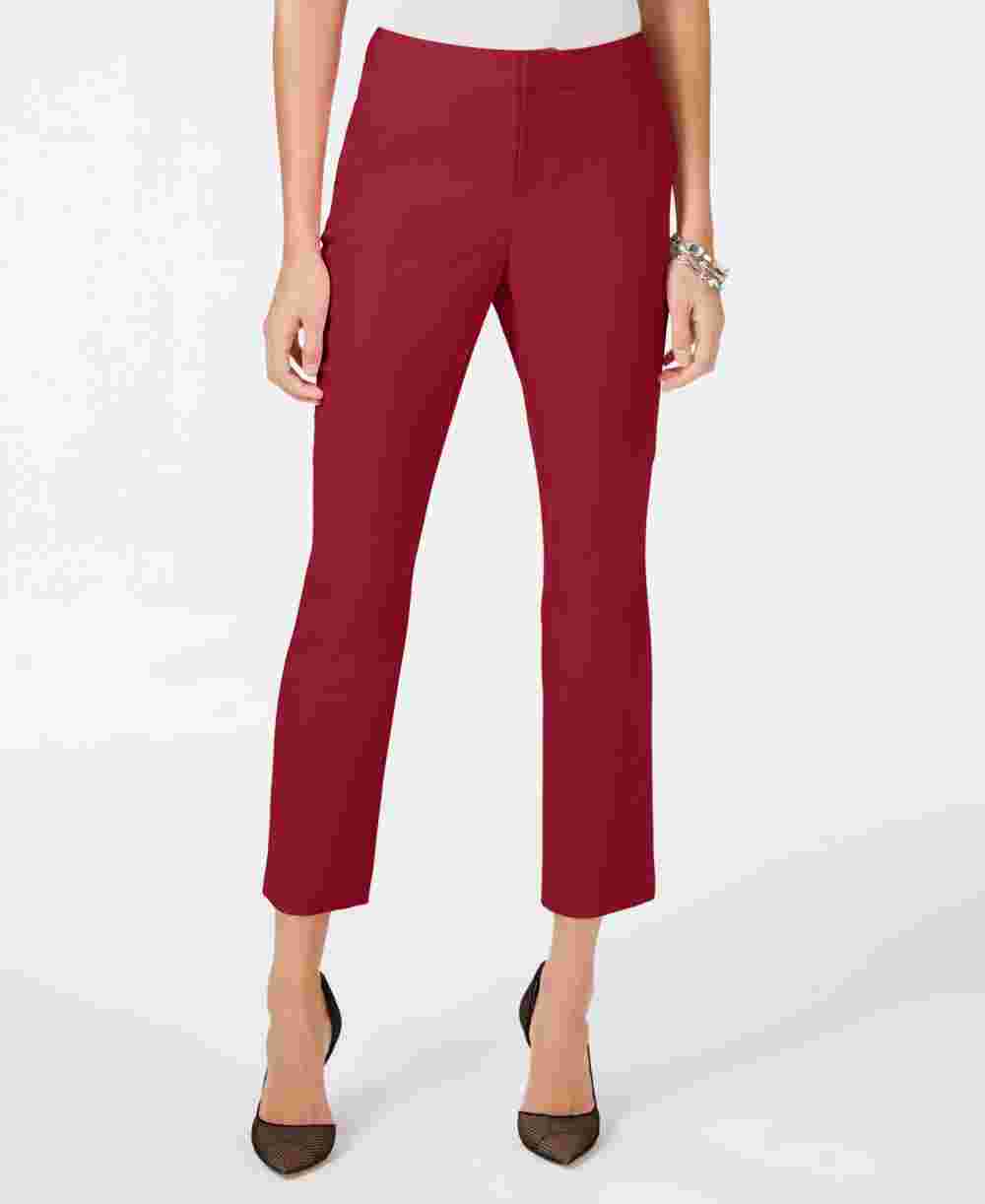 INC International Concepts Women's Cropped Straight Leg Pants Red Size 8