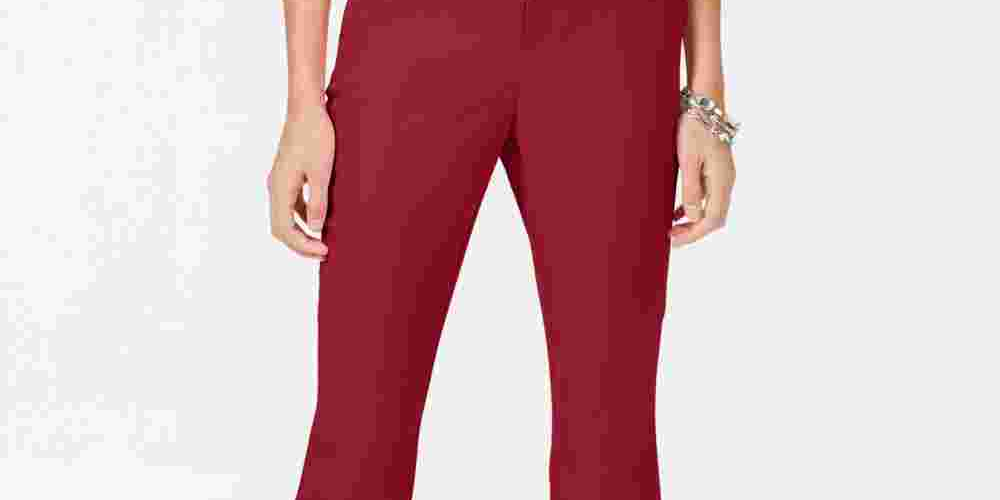 INC International Concepts Women's Cropped Straight Leg Pants Red Size 8