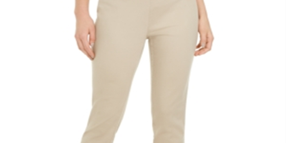 Charter Club Women's Chelsea Twill Tummy Control Cropped Pants Brown Size 10