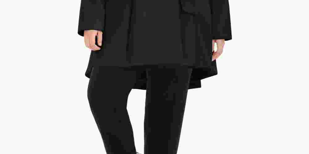 Madden Girl Junior's Plus Skirted Belted Coat Black Size 2X