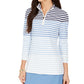 Charter Club Women's Striped Half Zip Top White Size X-Large