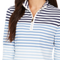 Charter Club Women's Striped Half Zip Top White Size X-Large