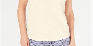 Charter Club Women's Crew Neck Knit Pajama Top White Size Medium