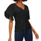 INC International Concepts Women's Ruched Front Top Black Size PS/M