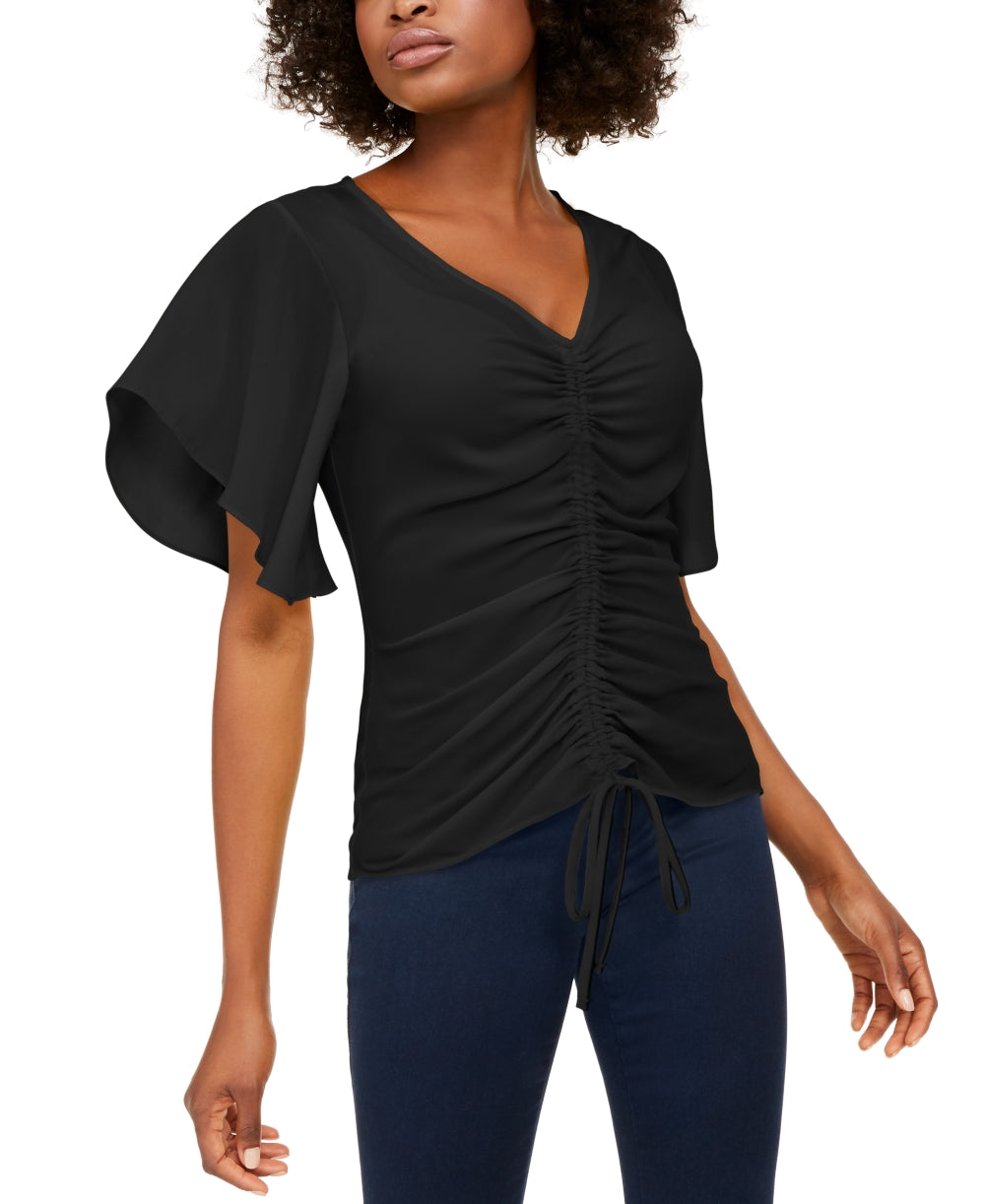 INC International Concepts Women's Ruched Front Top Black Size PS/M