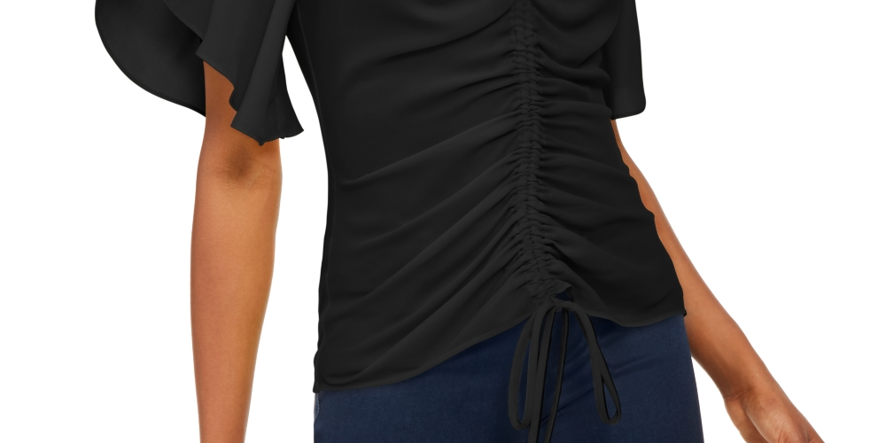 INC International Concepts Women's Ruched Front Top Black Size PS/M