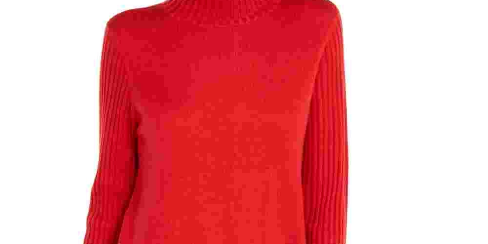 INC International Concepts Women's Mock Neck Stitched Tunic Red Size XX-Large