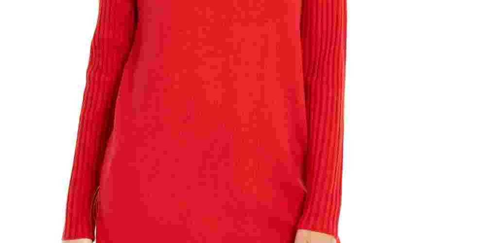 INC International Concepts Women's Mock Neck Stitched Tunic Red Size XX-Large