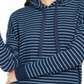 Alfani Women's Cozy Knit Striped Hoodie Blue Size Small