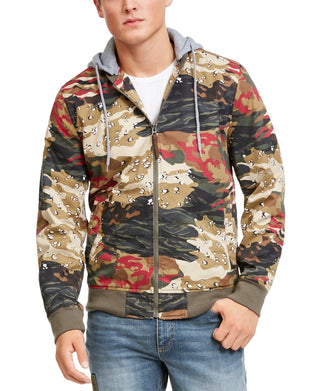 American Rag Men's Juxtaposed Camo Bomber Hoodie Beige Size X-Large
