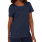 Karen Scott Women's Button Hem Scoop Neck Cotton Top Blue Size Medium
