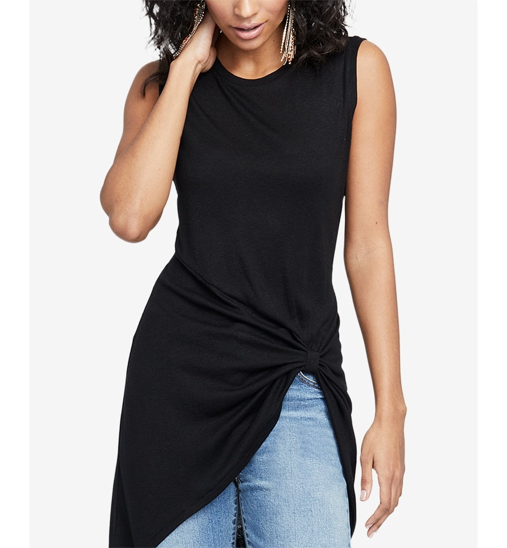 Rachel Roy Women's Twisted High Low Top Black Size X-Large