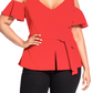 City Chic Women's Trendy Plus Cold Shoulder Peplum Top Orange Size 20W