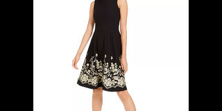 Calvin Klein Women's Embroidered A Line Wear To Work Dress Black Size 2