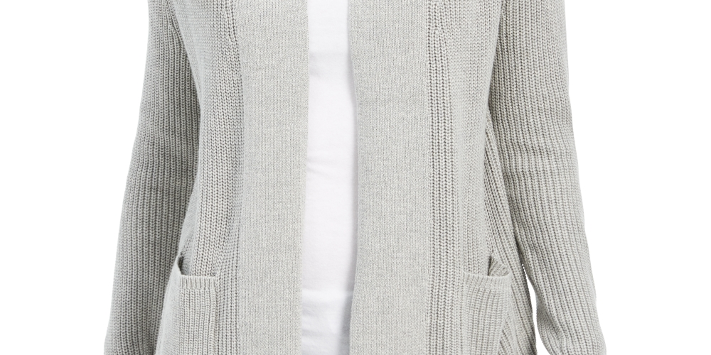 Charter Club Women's Cotton Cropped Cardigan Gray Size Petite Small