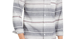 Levi's Men's Avalon Striped Flannel Shirt Gray/Beige Size Large