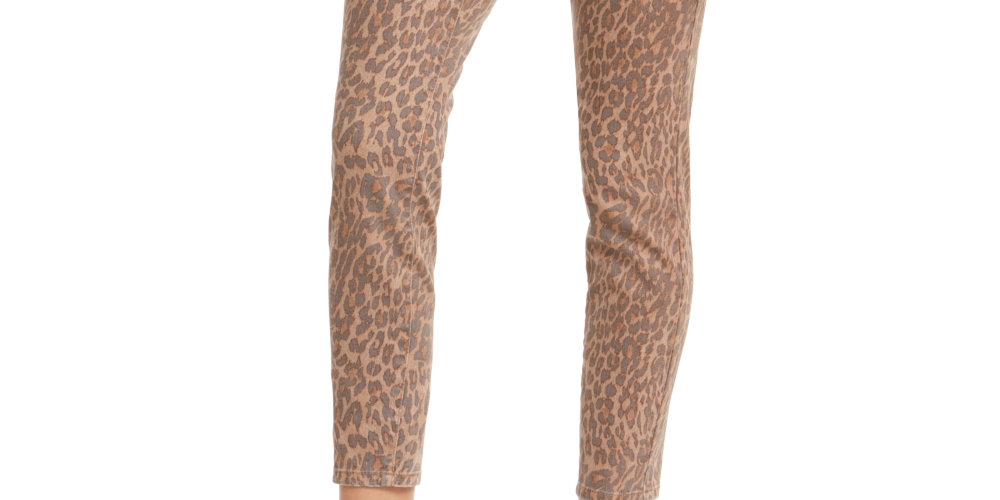Style & Co Women's Curvy Animal Print Skinny Jeans Brown Size 16 Petite