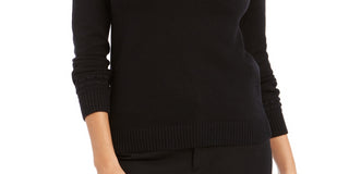 Charter Club Women's Lurex Knit Sweater  Black/Silver Size PXL