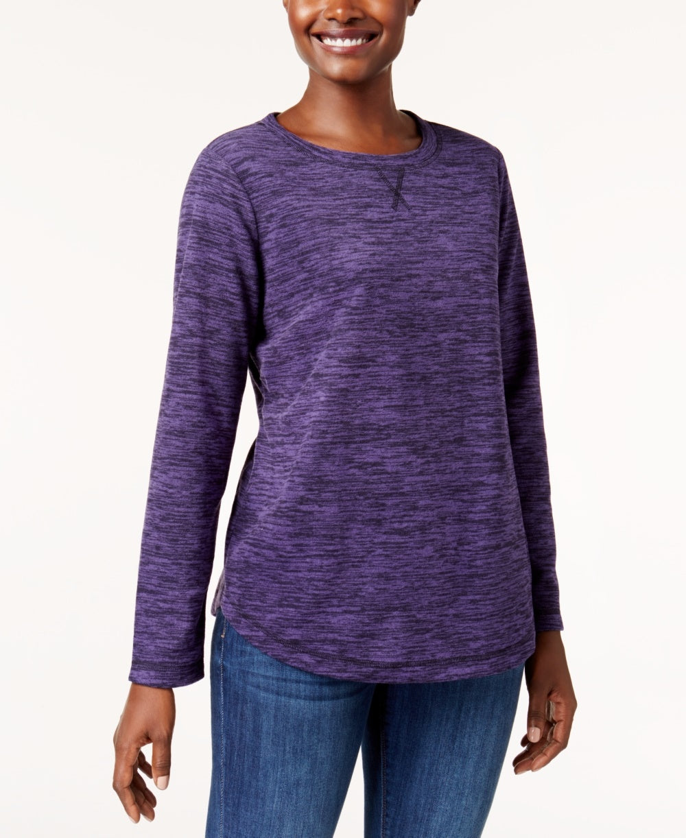 Karen Scott Women's Sport Space Dye Microfleece Top Purple Size X-Small