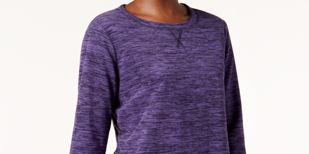 Karen Scott Women's Sport Space Dye Microfleece Top Purple Size X-Small