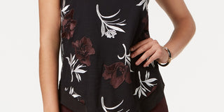 Alfani Women's Sleeveless Embroidered Pointed Hem Top -Black Size X-Small