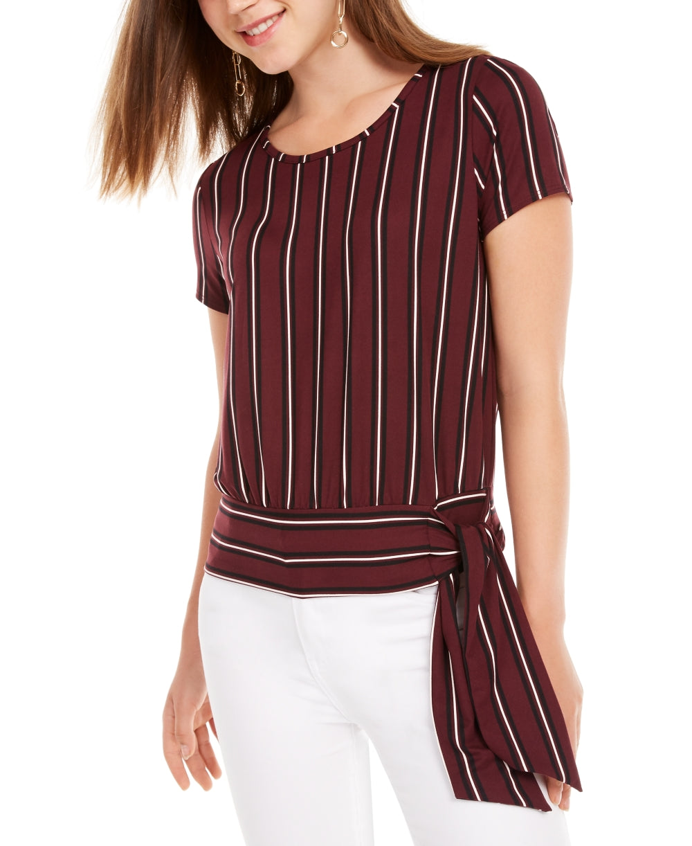 BCX Junior's Striped Side Tie Top Wine Size X-Small