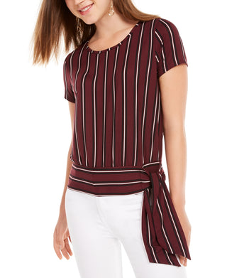 BCX Junior's Striped Side Tie Top Wine Size X-Small