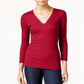 INC International Concepts Women's Ribbed Top -Red Size M