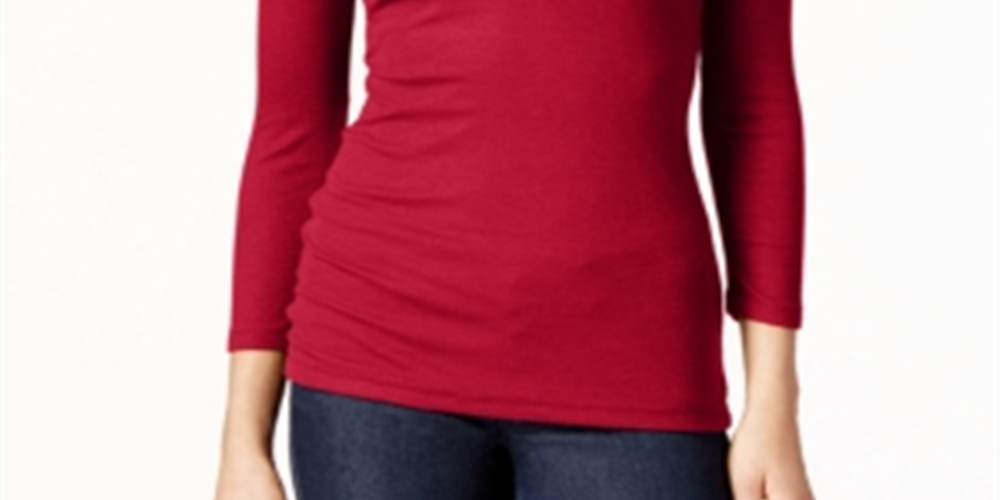 INC International Concepts Women's Ribbed Top -Red Size M