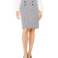 Kasper Women's Houndstooth Print Pencil Skirt Black Size 16