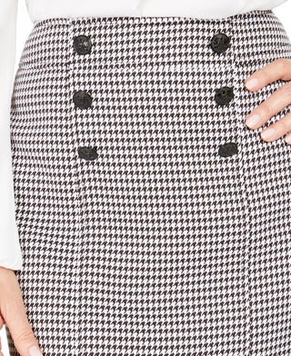 Kasper Women's Houndstooth Print Pencil Skirt Black Size 16