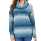 Style & Co Women's Color Block Long Sleeve Turtle Neck T-Shirt Sweater Blue Size PXL