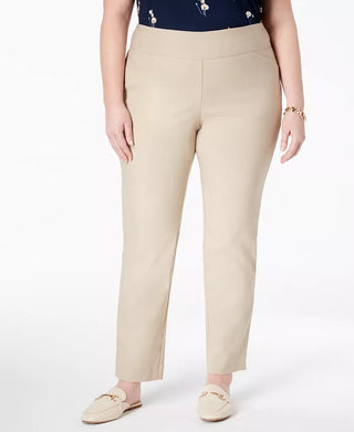 Charter Club Women's Plus Cambridge Tummy-Control Pull On Pants Brown Size 26W