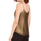 Bar III Women's Chiffon Metallic Foil Top Gold Size X-Large