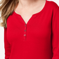 Karen Scott Women's Petite Cotton Henley-Neck Top Red Size Petite S