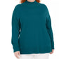Karen Scott Women's Plus Cotton Mock Neck Sweater Blue Size 3X