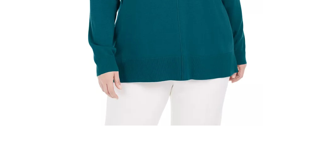 Karen Scott Women's Plus Cotton Mock Neck Sweater Blue Size 3X