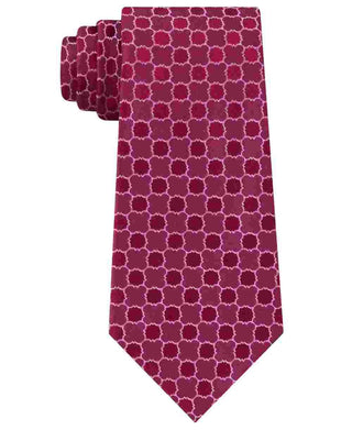 Calvin Klein Men's Lattice Medallion Silk Business Neck Tie Red Size Regular