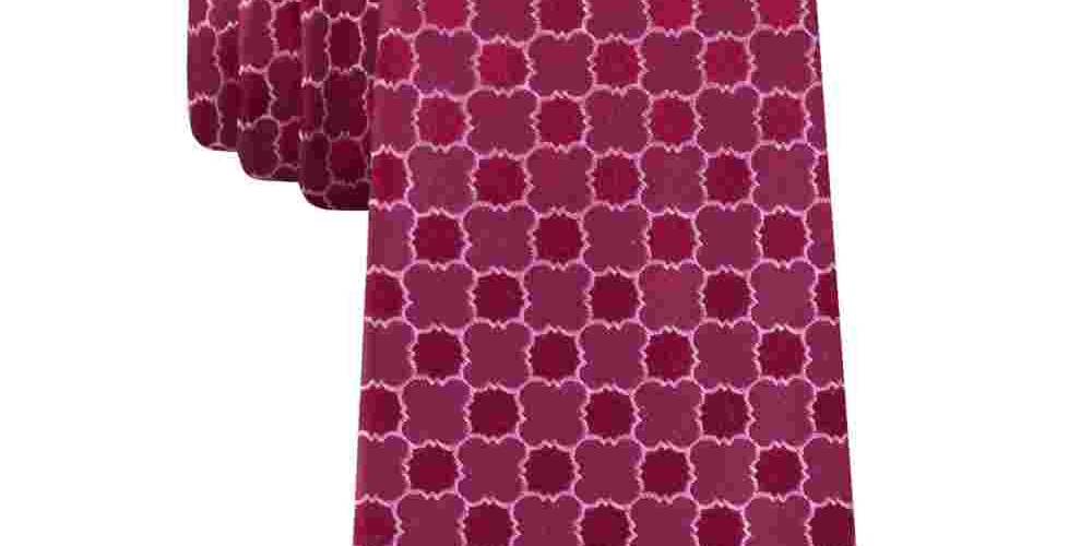 Calvin Klein Men's Lattice Medallion Silk Business Neck Tie Red Size Regular