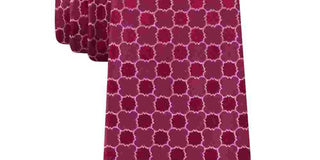 Calvin Klein Men's Lattice Medallion Silk Business Neck Tie Red Size Regular