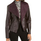 Bar III Women's Faux Leather Winter Moto Coat Purple Size X-Small
