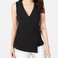 Alfani Women's Asymmetrical Wrap Top Black Size 2XL