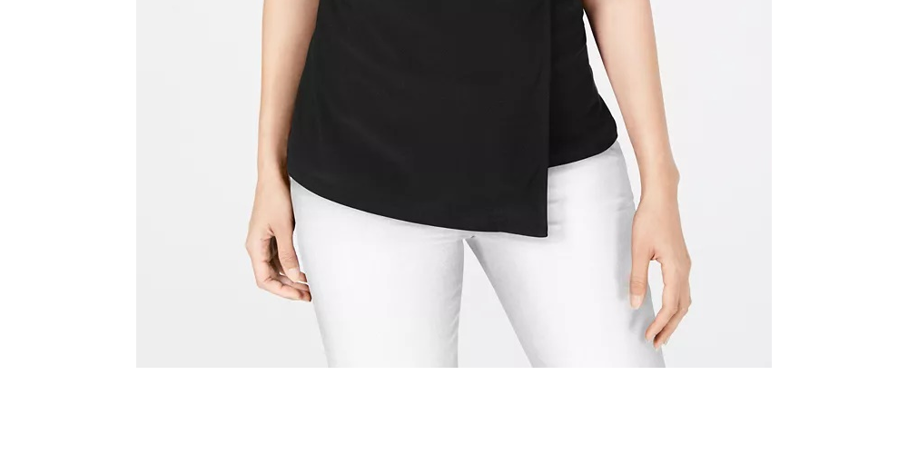 Alfani Women's Asymmetrical Wrap Top Black Size 2XL