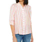 INC International Concepts Women's Metallic Striped Blouse Orange Size Small
